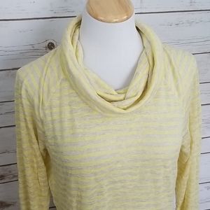 Gibson Striped Cowl Neck lightweight Sweater L